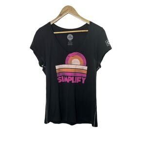 Life is Good Black V-Neck SIMPLIFY Fitted T-Shirt Size Medium Grow The Good